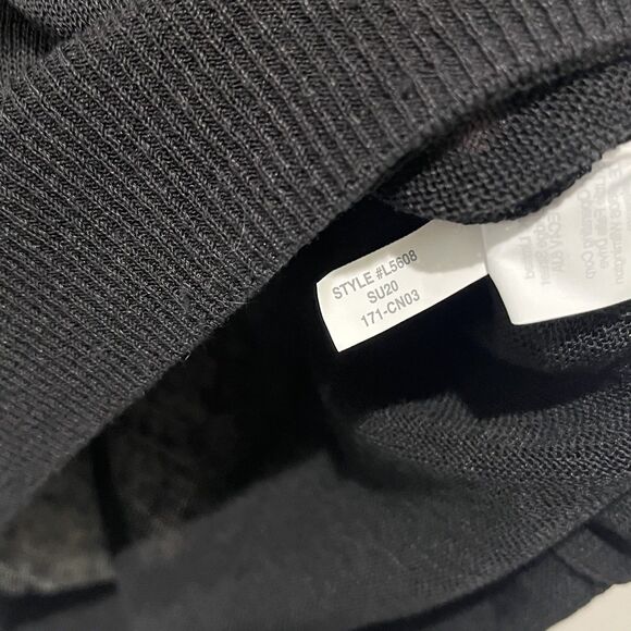 J.CREW Sweater Womens Medium Black Sheer Linen Blend V-Neck Side Buttons Preppy - Picture 6 of 8